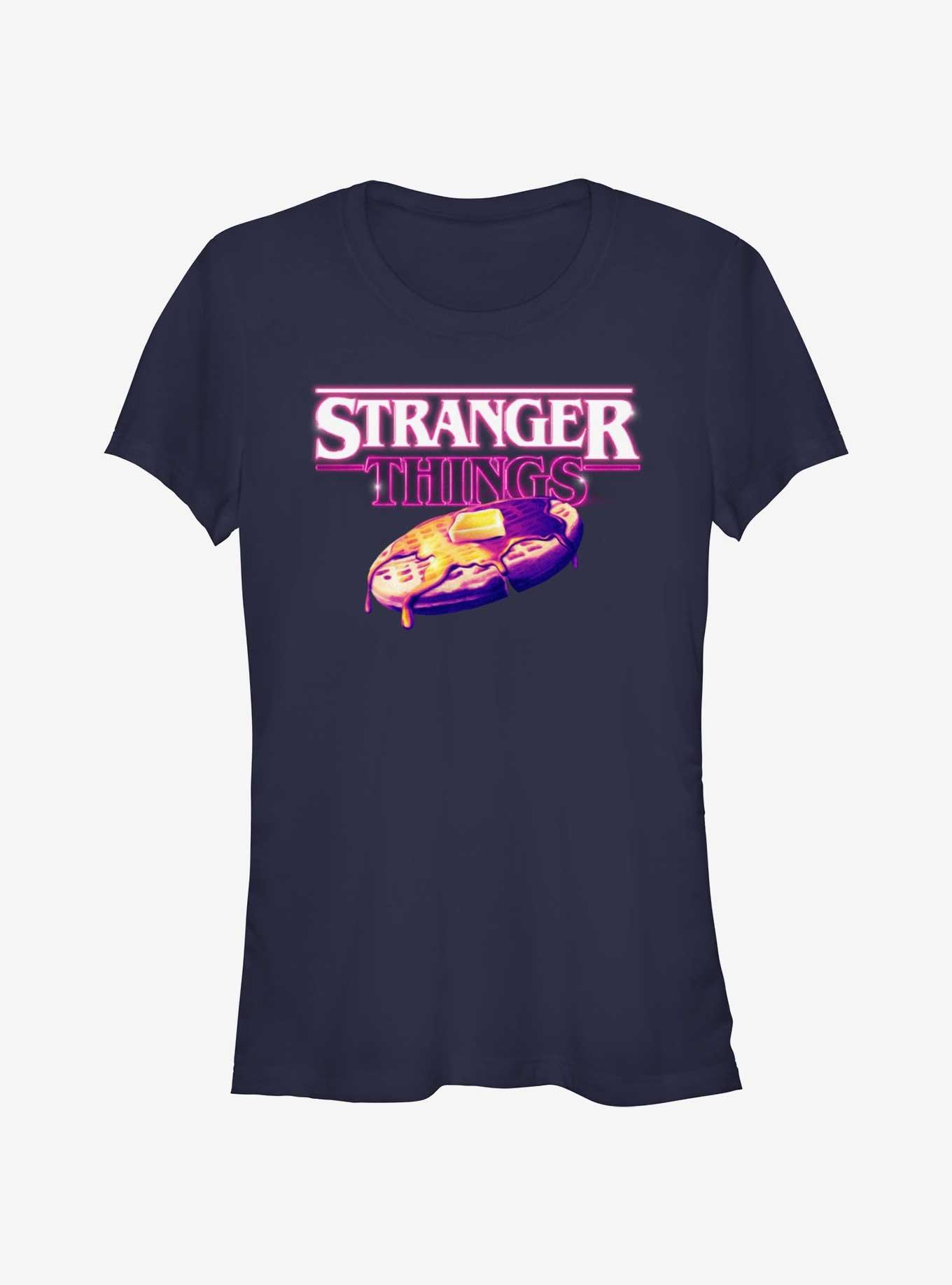 Stranger Things Retro Waffle Logo Girls T-Shirt, NAVY, hi-res