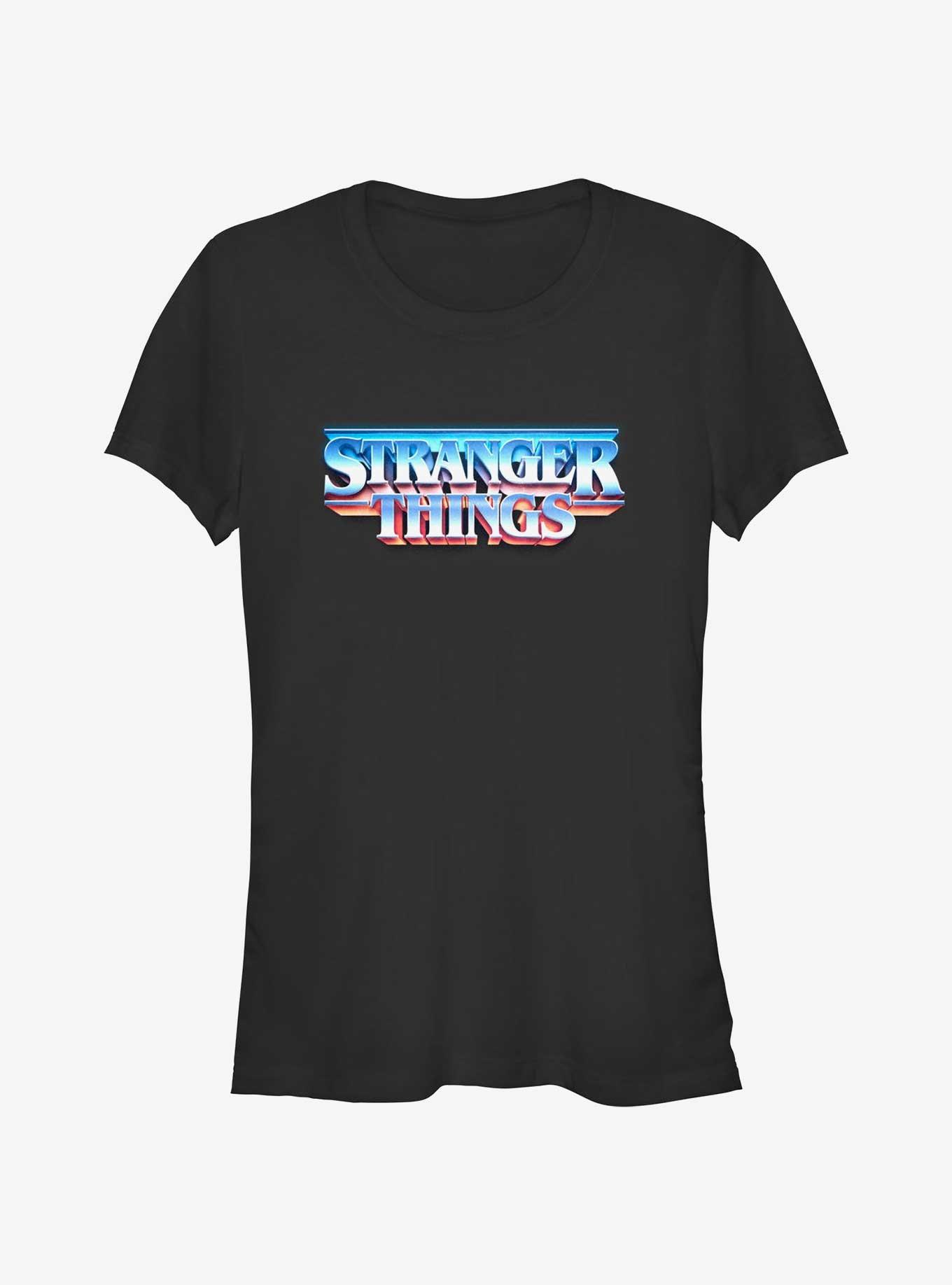Stranger Things Metal Retro Logo Girls T-Shirt, BLACK, hi-res