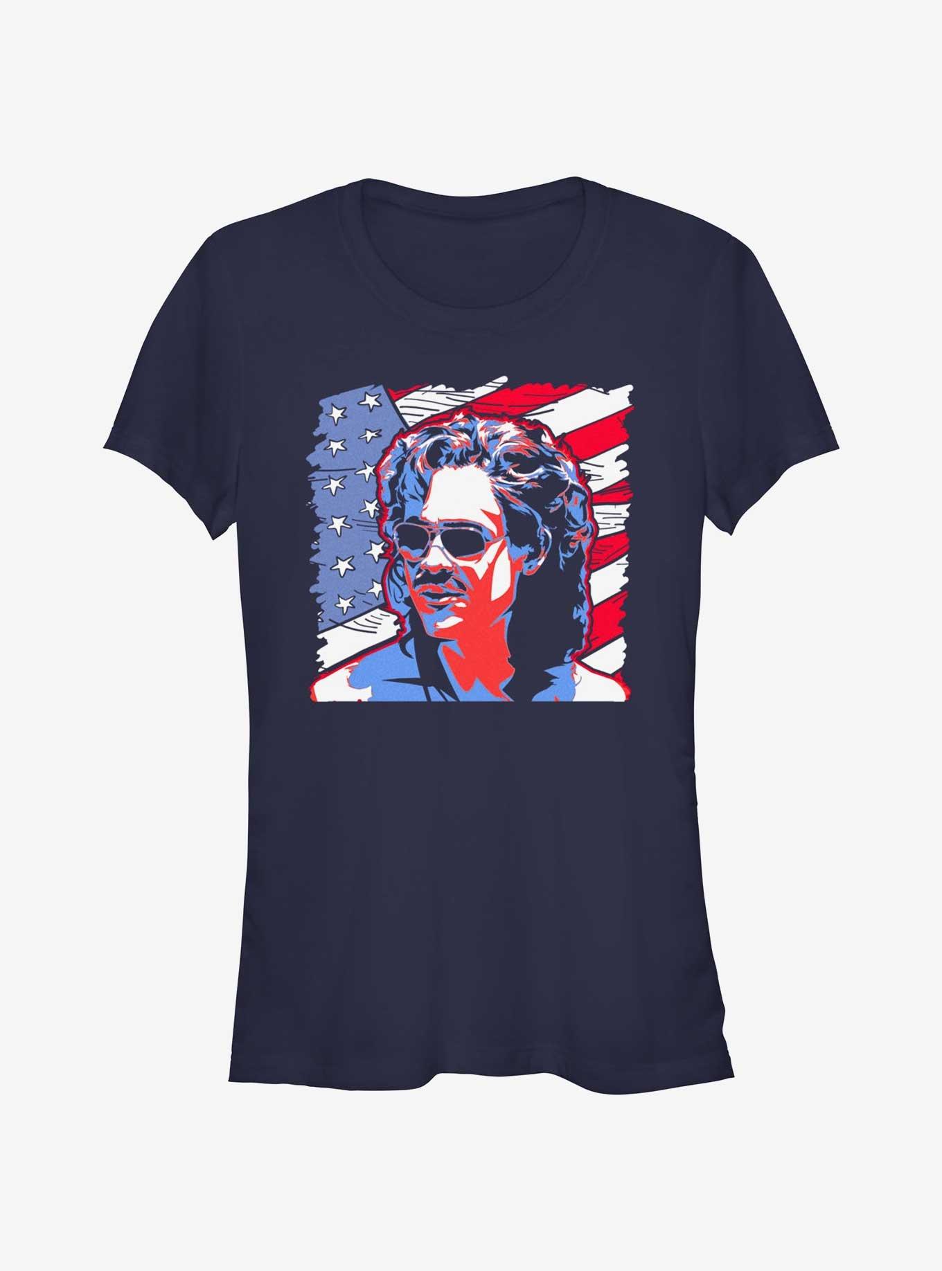 Stranger Things American Pride Billy Girls T-Shirt, NAVY, hi-res