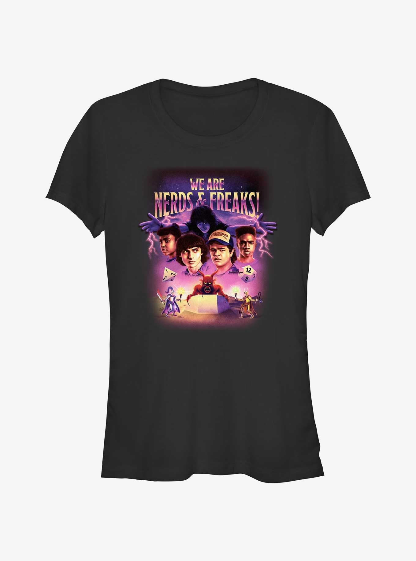 Stranger Things We Are Nerds & Freaks Hellfire Retro Girls T-Shirt, , hi-res