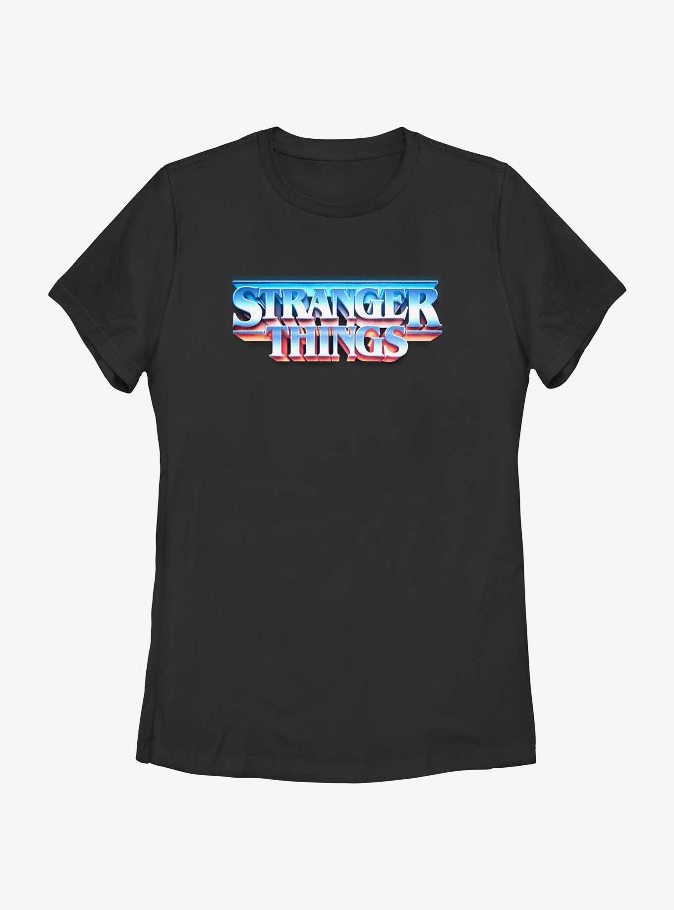 Stranger Things Metal Retro Logo Womens T-Shirt, BLACK, hi-res
