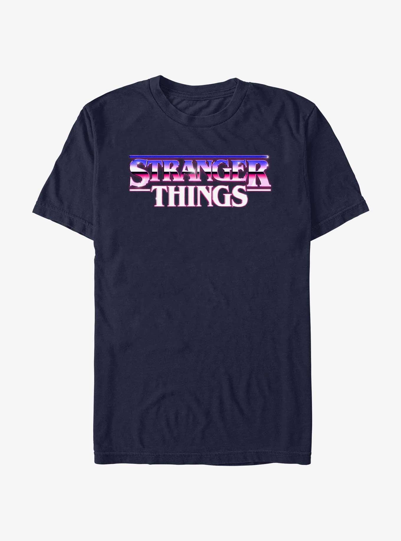 Stranger Things Metal Retro Logo T-Shirt, NAVY, hi-res