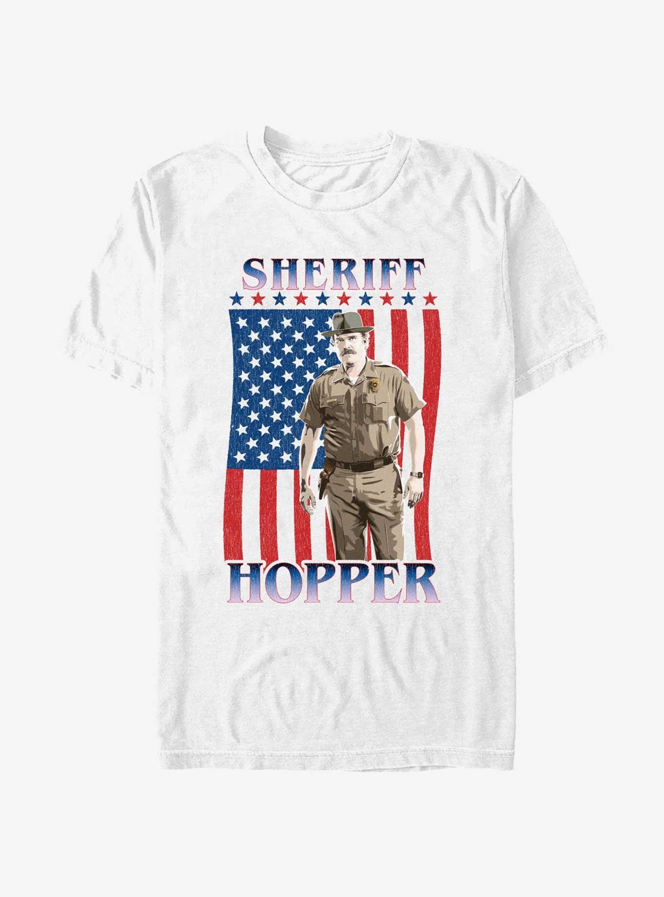 Stranger Things Sheriff Hopper On The 4Th T-Shirt, WHITE, hi-res