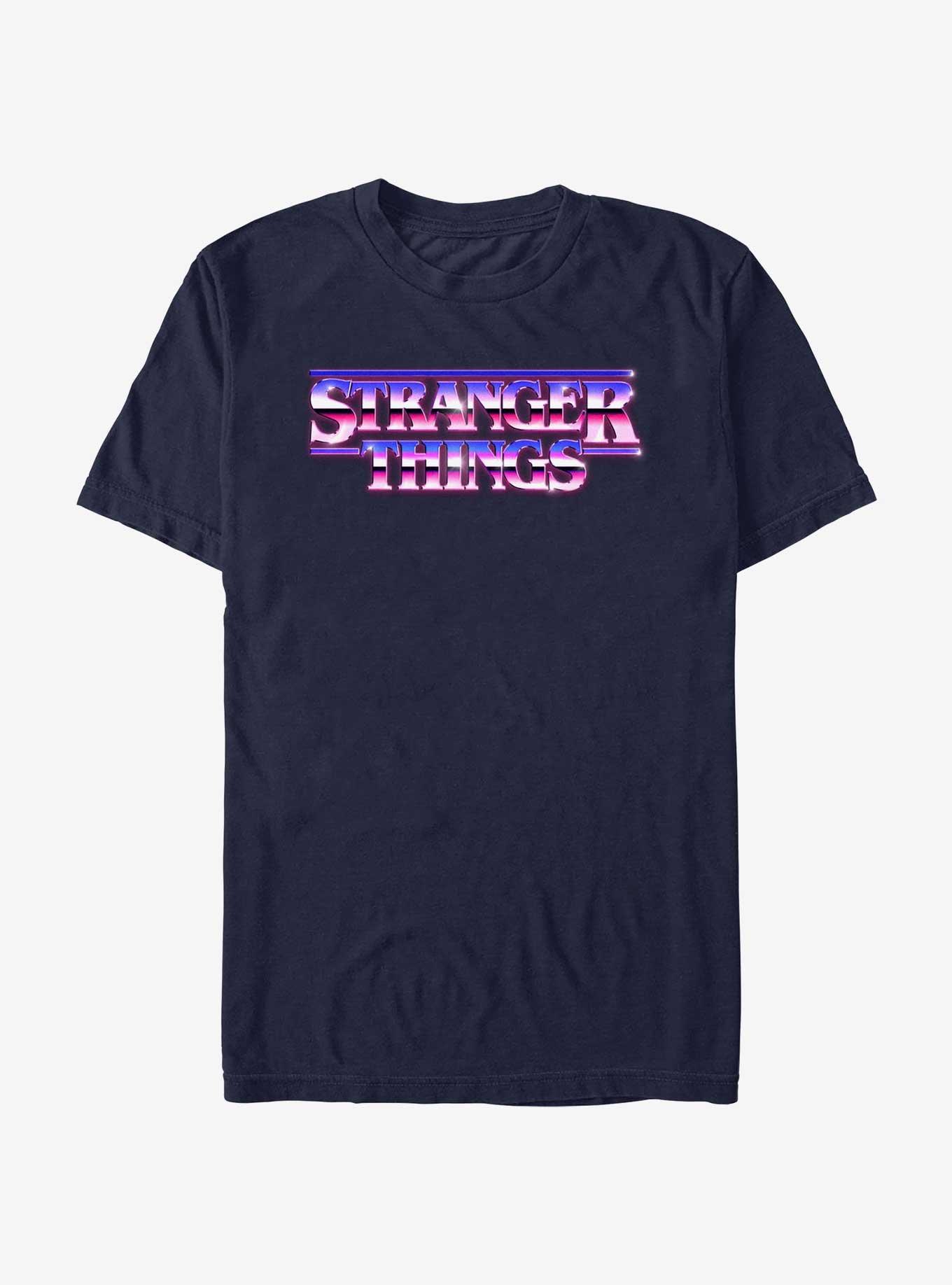 Stranger Things Metallic Logo T-Shirt, NAVY, hi-res