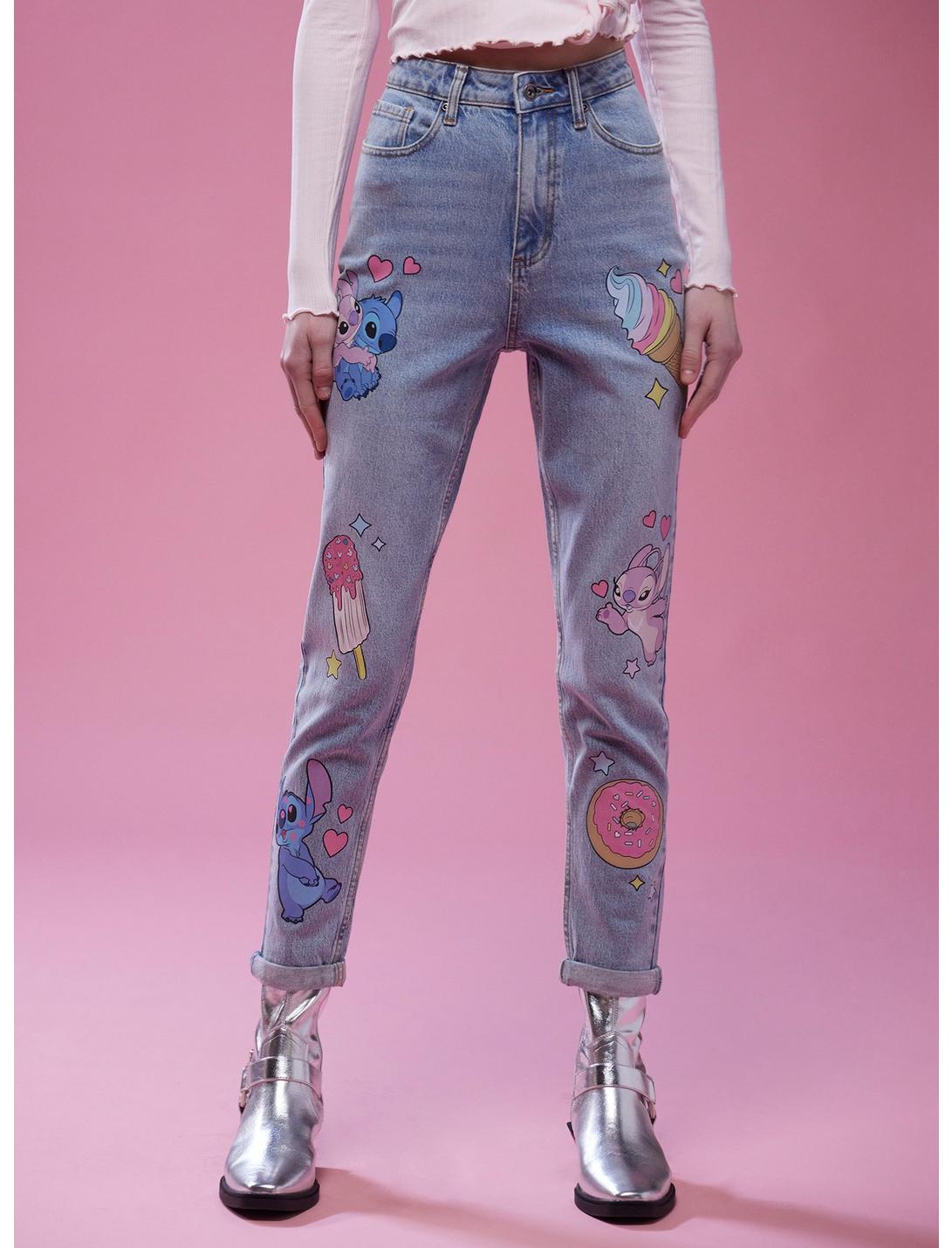 Her Universe Disney Lilo & Stitch Angel Sweets Mom Jeans, MULTI, hi-res