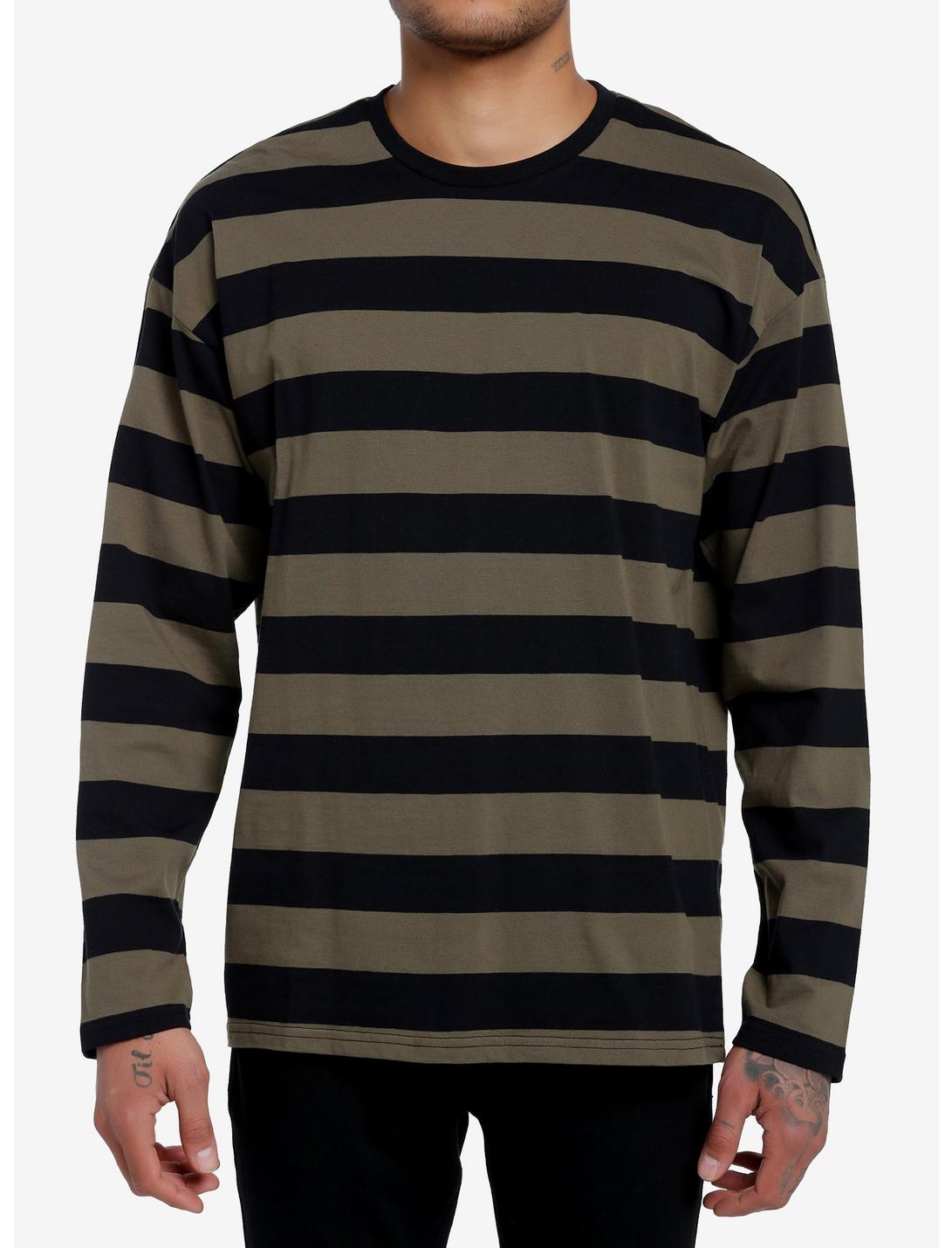 Social Collision Olive & Black Stripe Long-Sleeve T-Shirt, BLACK, hi-res
