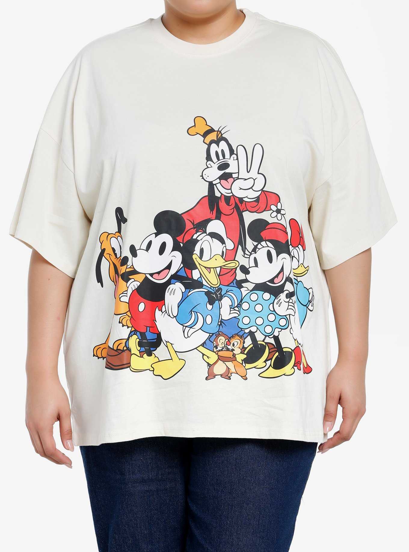 Disney Mickey Mouse And Friends Front & Back Group Girls Oversized T-Shirt Plus Size, , hi-res