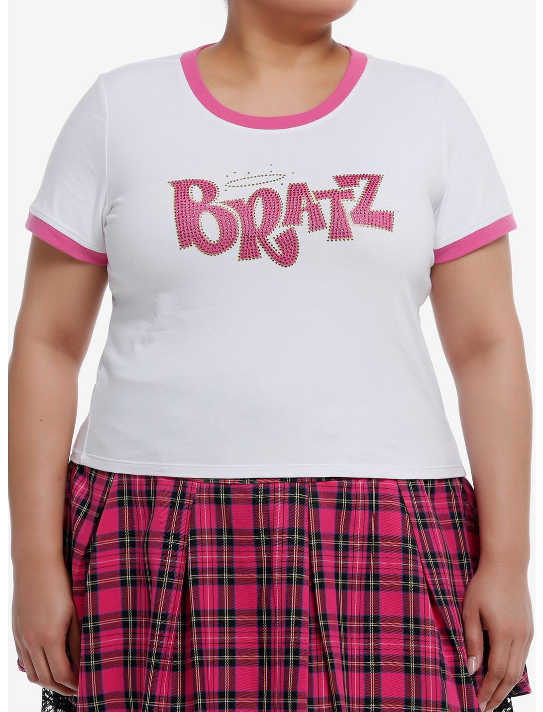 Bratz Rhinestone Girls Ringer Baby T-Shirt Plus Size, PINK, hi-res