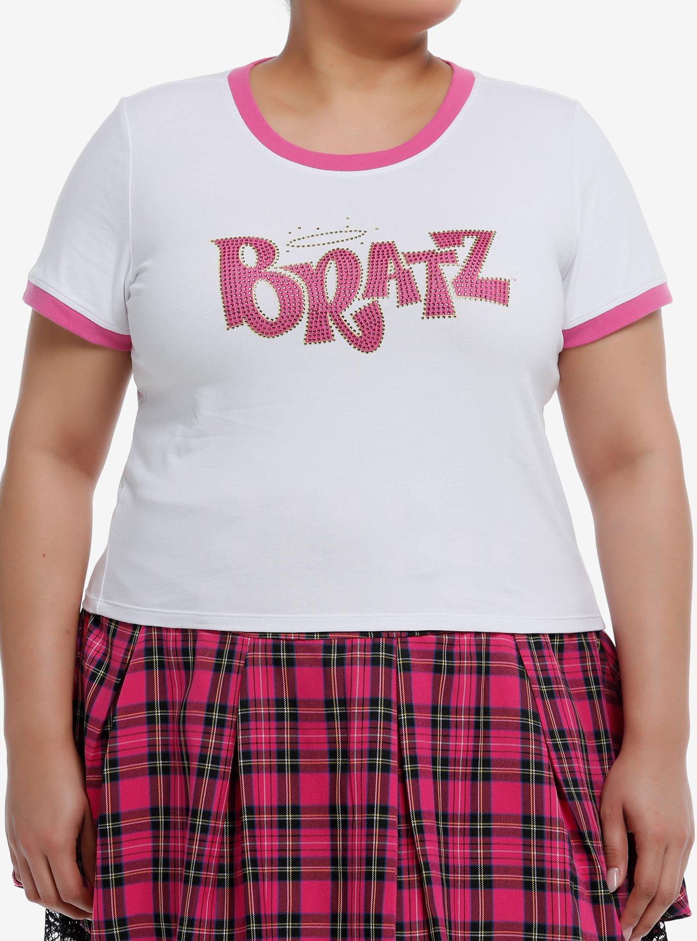 Bratz Rhinestone Girls Ringer Baby T-Shirt Plus Size, PINK, hi-res