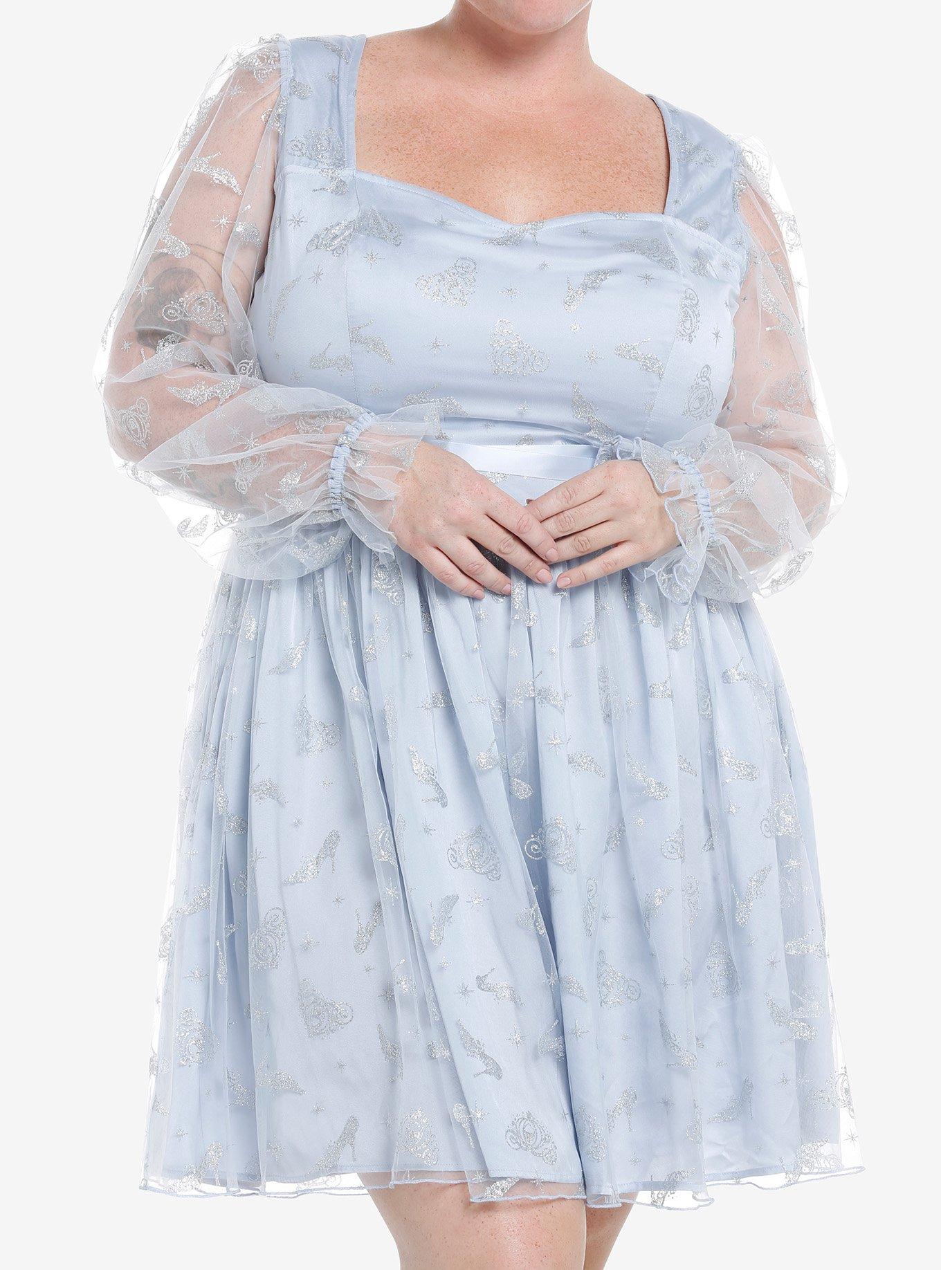 Disney Cinderella Mesh Glitter Dress Plus Size, , hi-res