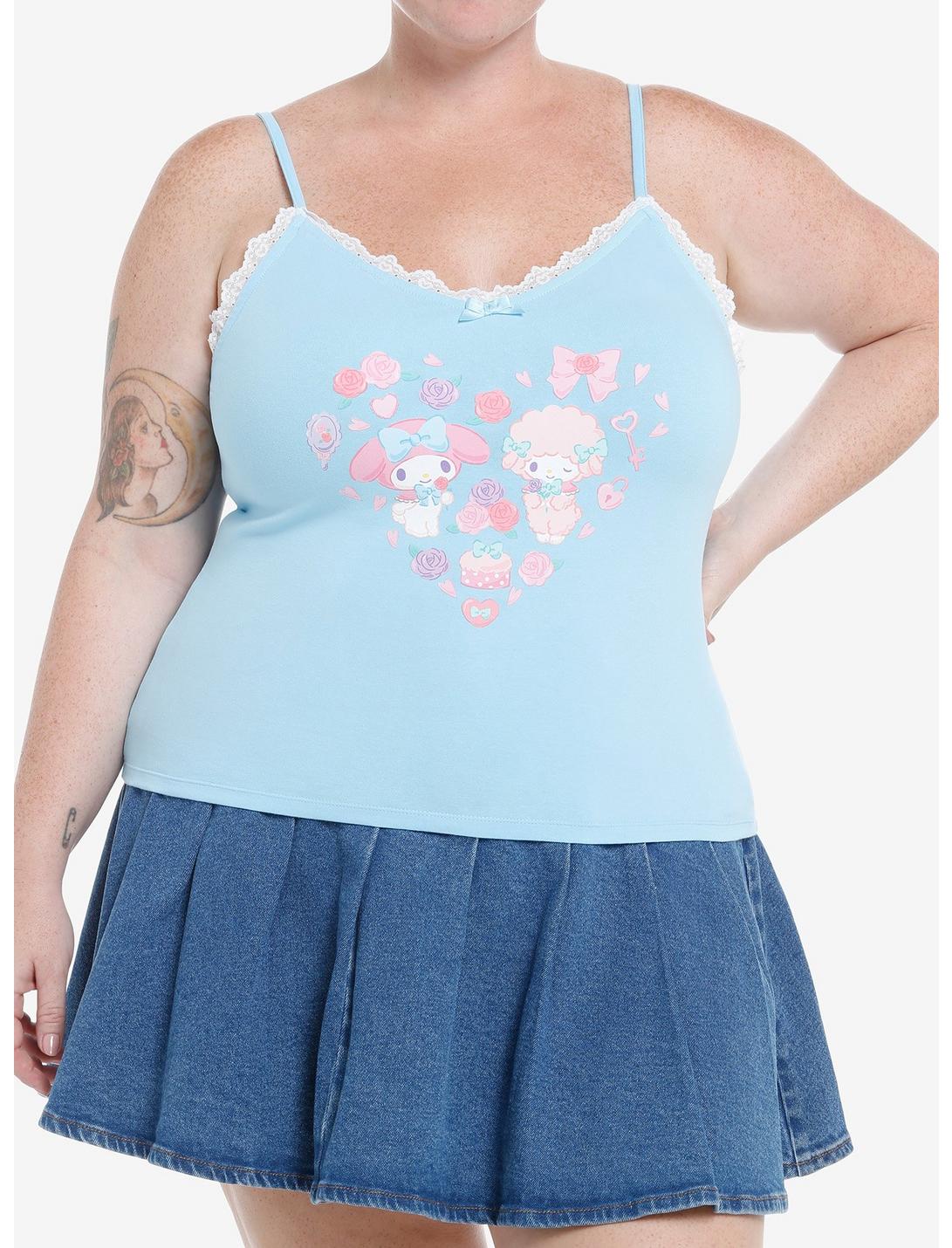 My Melody & My Sweet Piano Lace Girls Cami Plus Size, PINK, hi-res