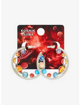 Cosmic Aura Planet Bead Hoop Earrings, , hi-res