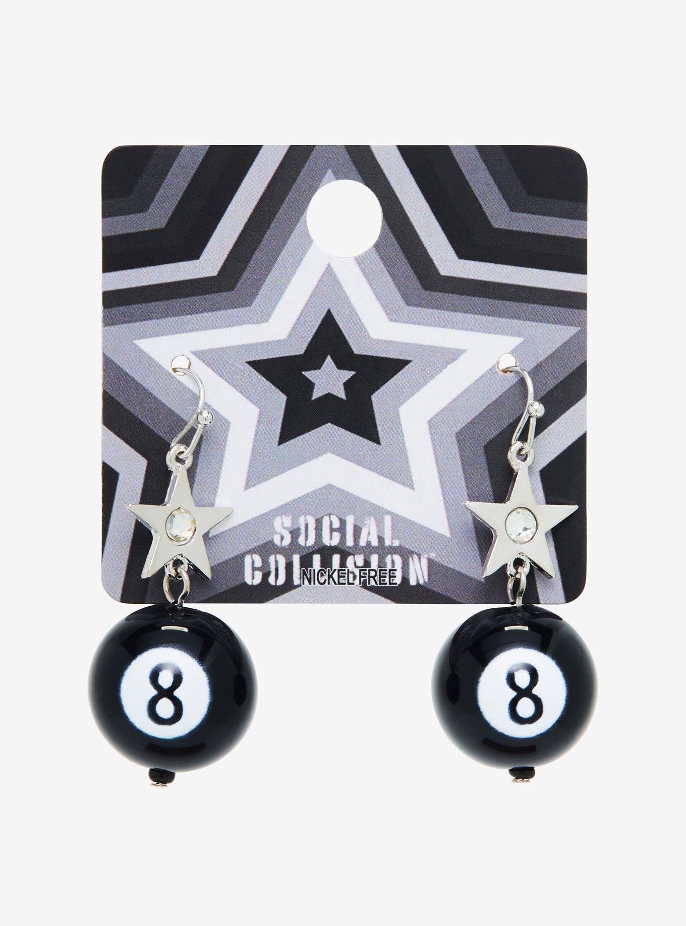 Social Collision 8 Ball Star Earrings, , hi-res