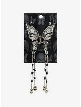 Social Collision Butterfly Skull Charm Claw Hair Clip, , hi-res