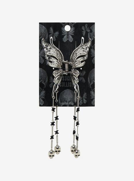 Social Collision Butterfly Skull Charm Claw Hair Clip | Hot Topic