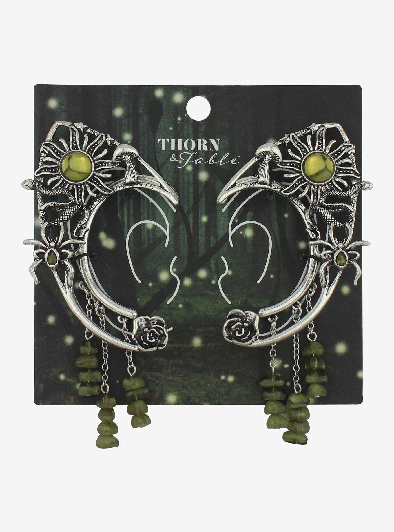 Thorn & Fable Sun Mushroom Stone Ear Cuffs, , hi-res