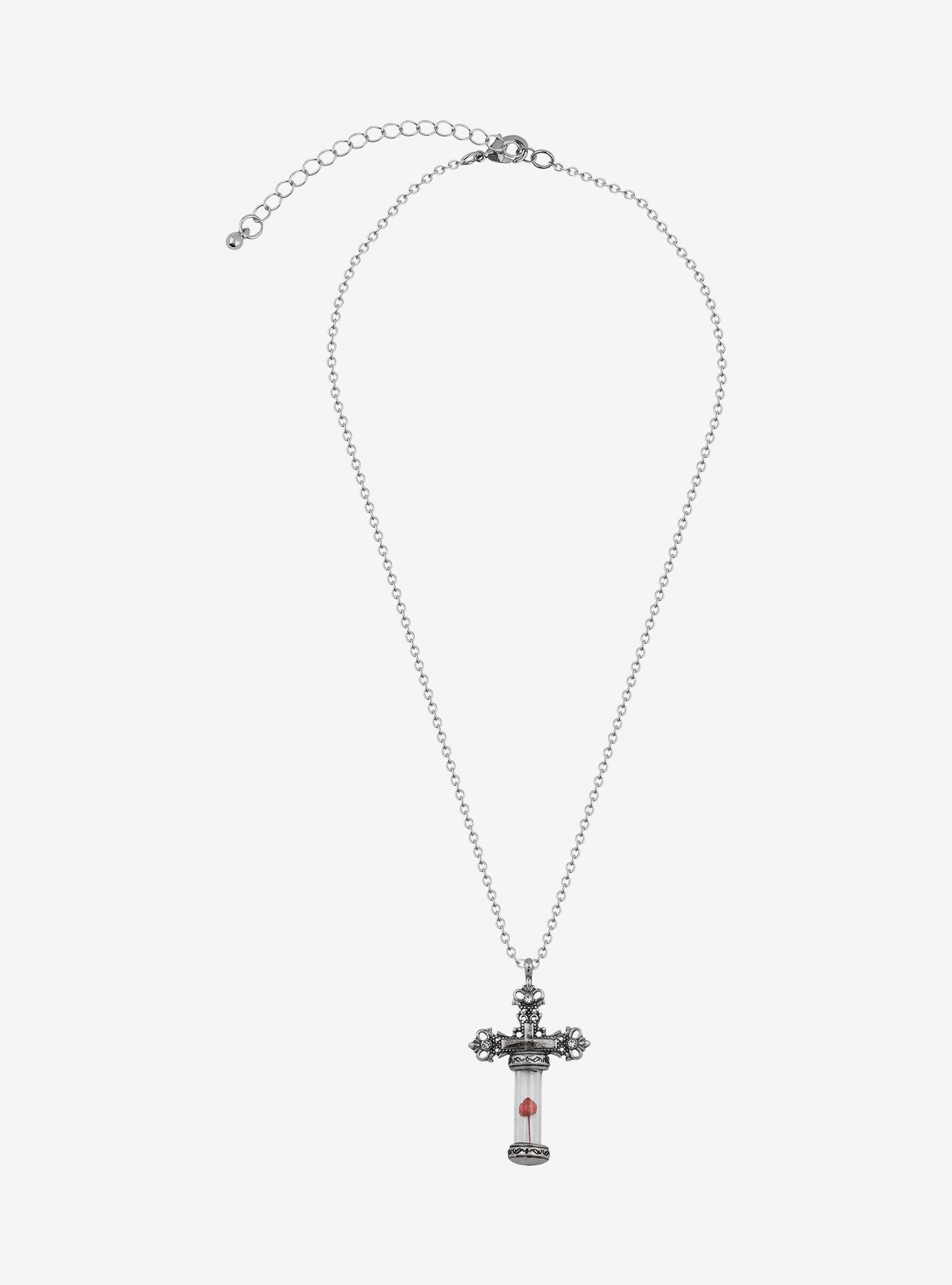 Social Collision® Rose Cross Pendant Necklace, , hi-res