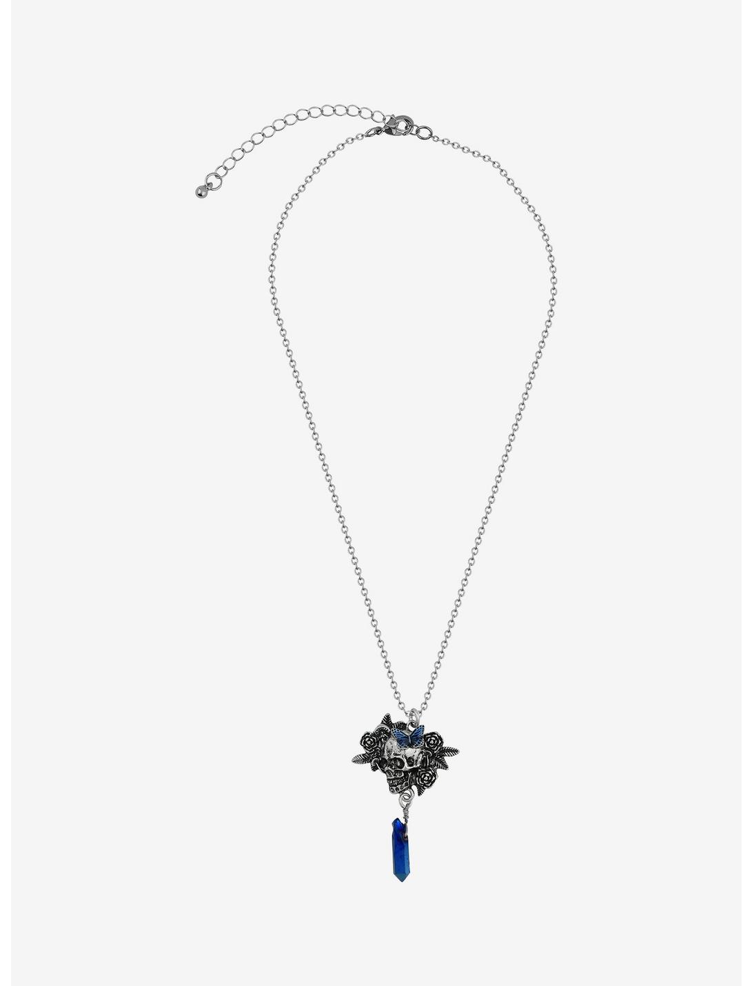 Thorn & Fable Skull Flower Crystal Necklace, , hi-res