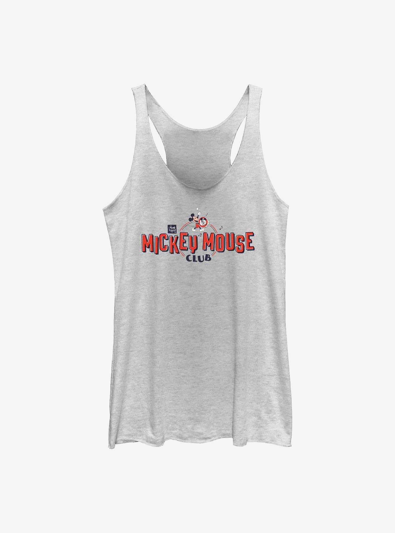 Disney 100 Mickey Mouse Club Logo Girls Tank, WHITE HTR, hi-res