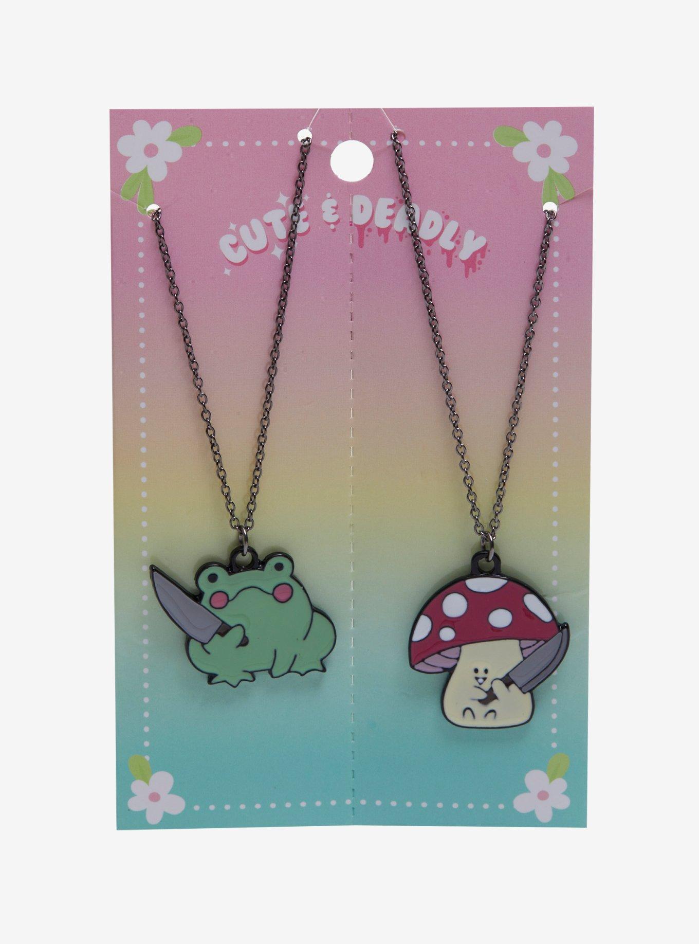 Frog & Axolotl Knife Best Friend Necklace Set, , hi-res