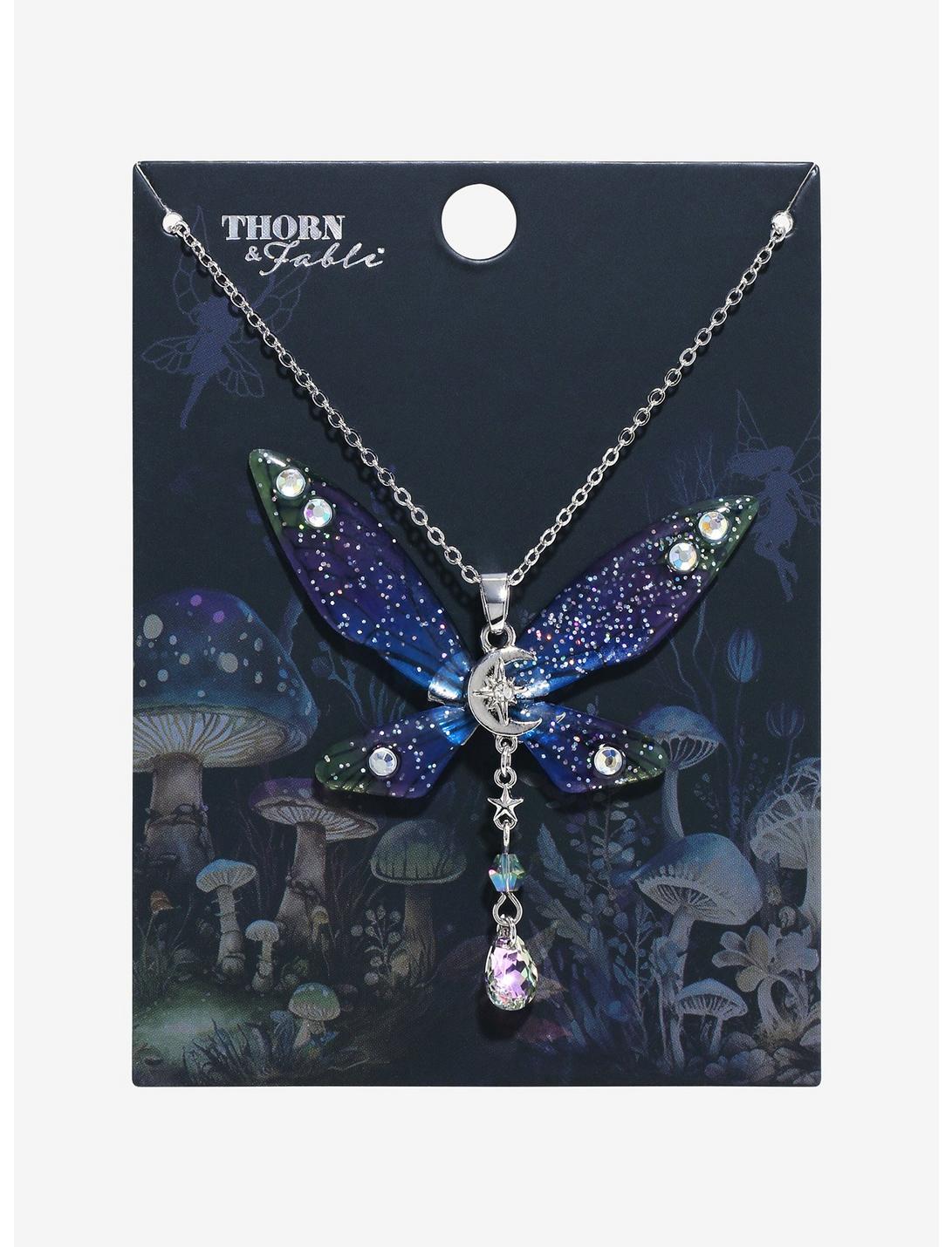 Thorn & Fable Ombre Butterfly Wing Drop Necklace, , hi-res