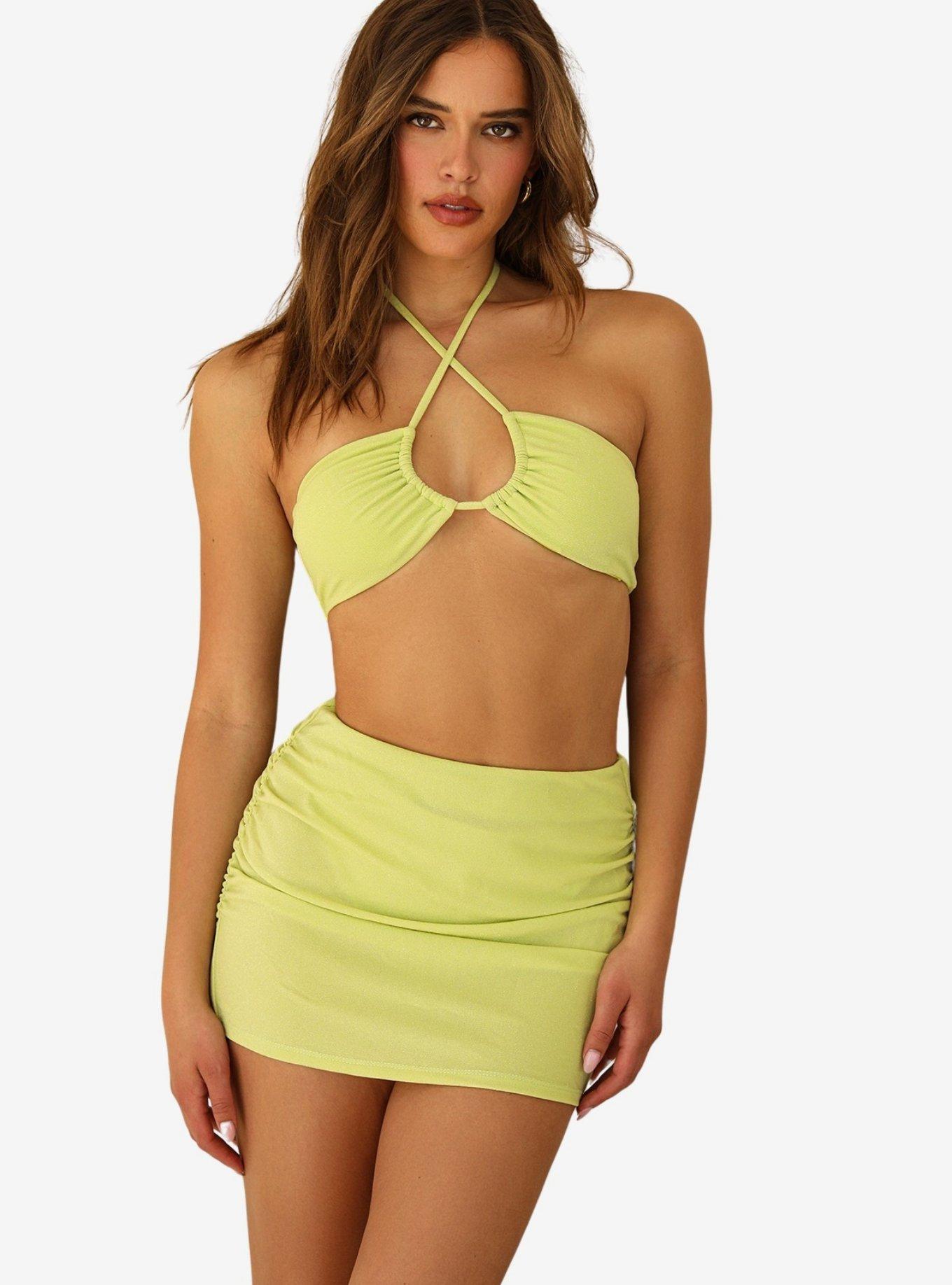 Dippin' Daisy's Lucky Swim Skirt Cover-Up Lime Green, GREEN, hi-res