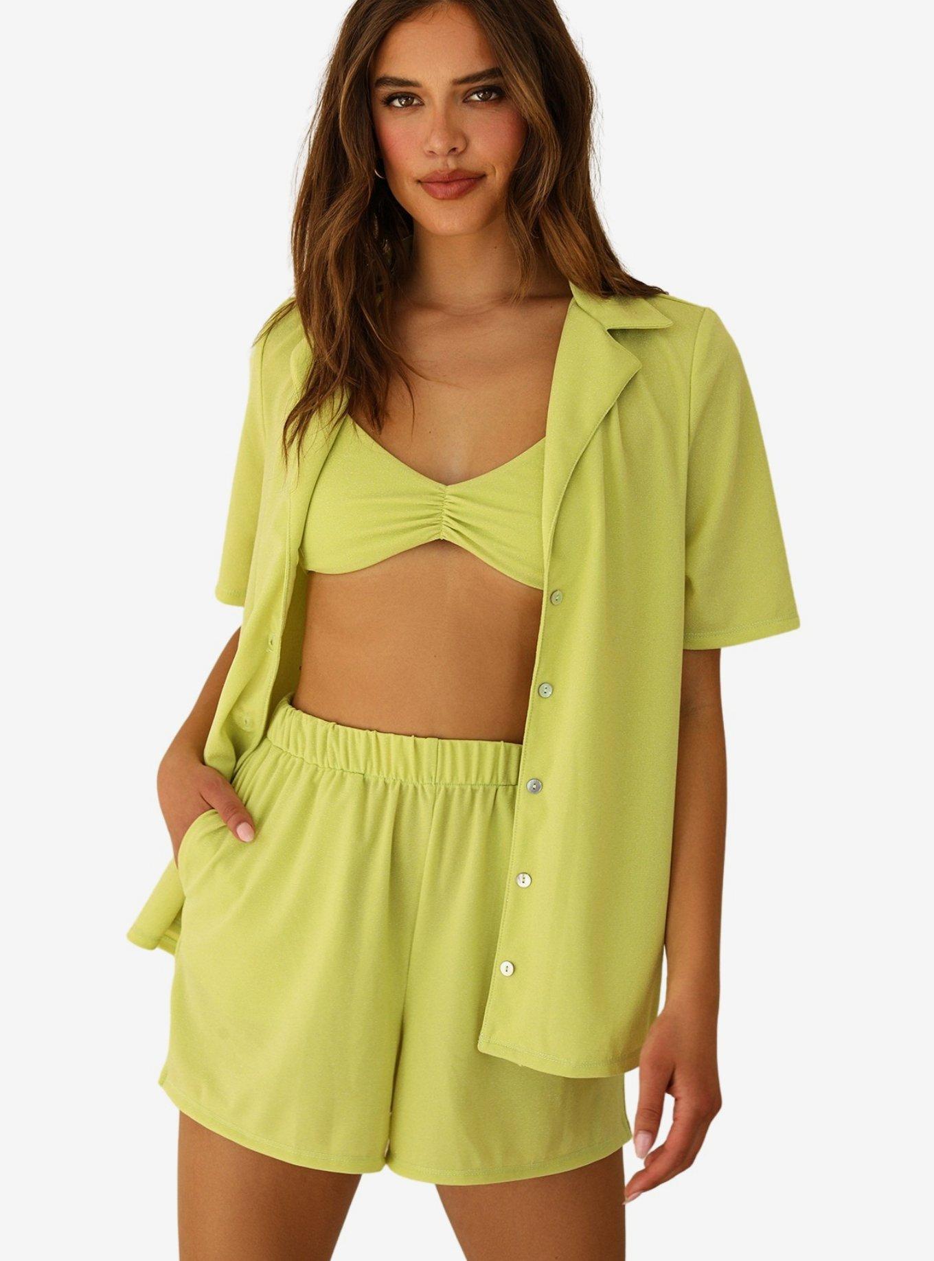 Dippin' Daisy's Mary-Kate Swim Top Cover-Up Lime Green, GREEN, hi-res