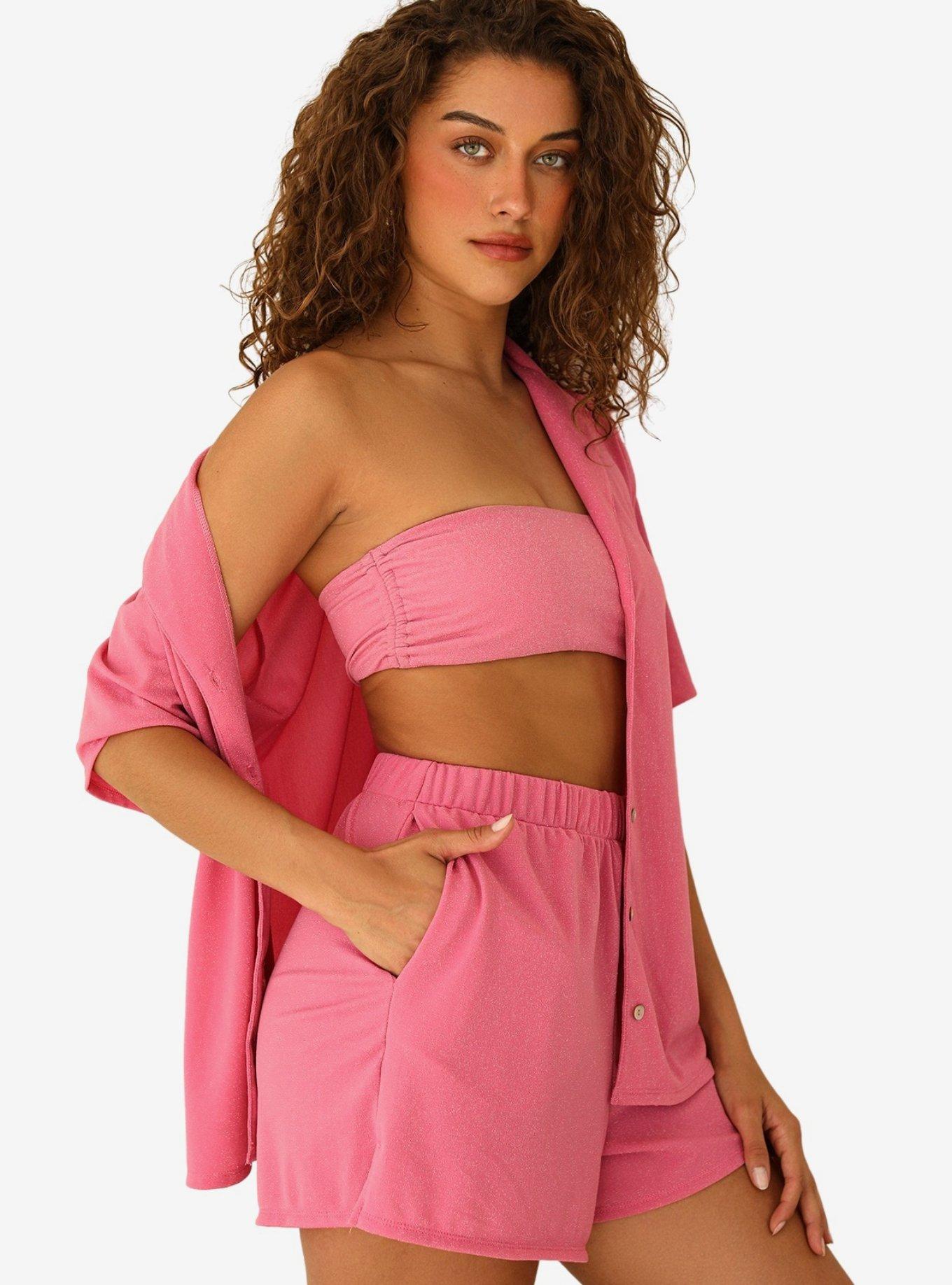 Dippin' Daisy's Mary-Kate Swim Top Cover-Up Candy Sparkle, PINK, hi-res