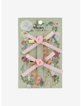 Thorn & Fable Bow Rose Hair Clip Set, , hi-res