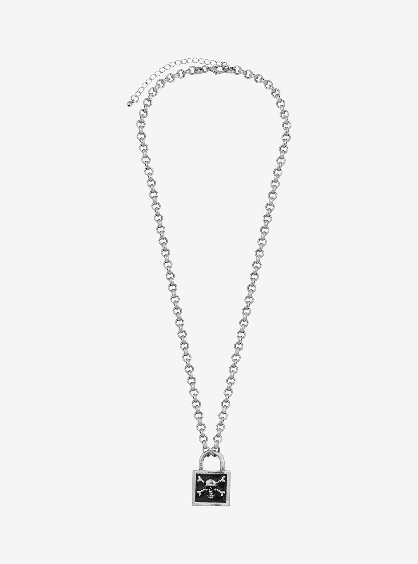 Social Collision Skull & Crossbones Padlock Necklace | Hot Topic