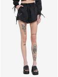 Goth Black Pinstripe Girls Lounge Shorts, BLACK, hi-res