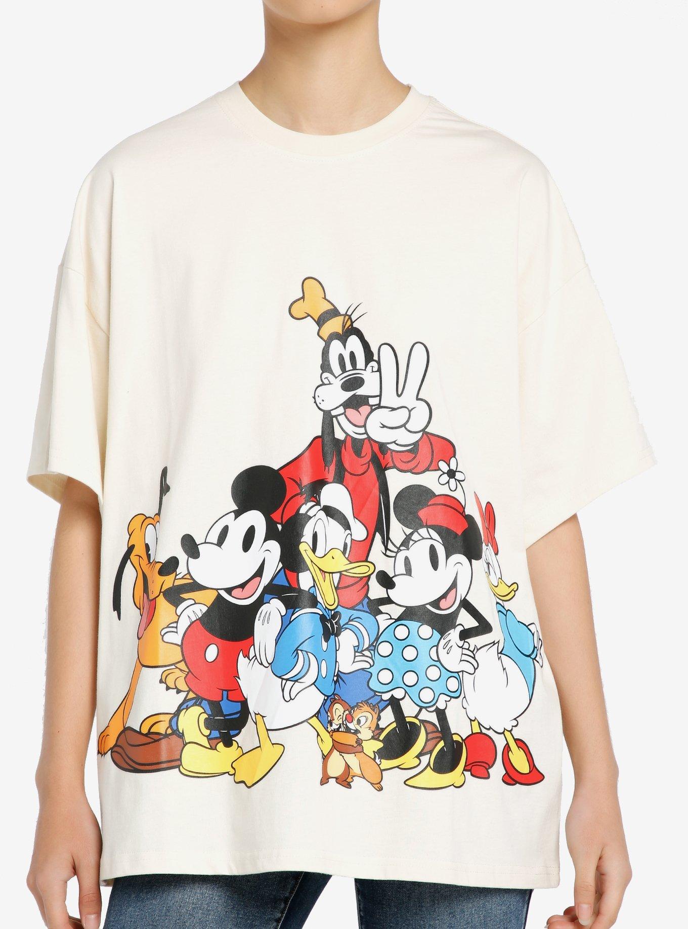| Her Oversized Mouse Universe & Group Mickey Disney T-Shirt Back Friends And Front