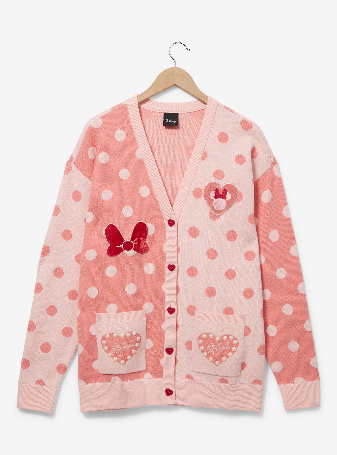 Disney Minnie Mouse Polka Dot Women's Cardigan - BoxLunch Exclusive, PINK, hi-res