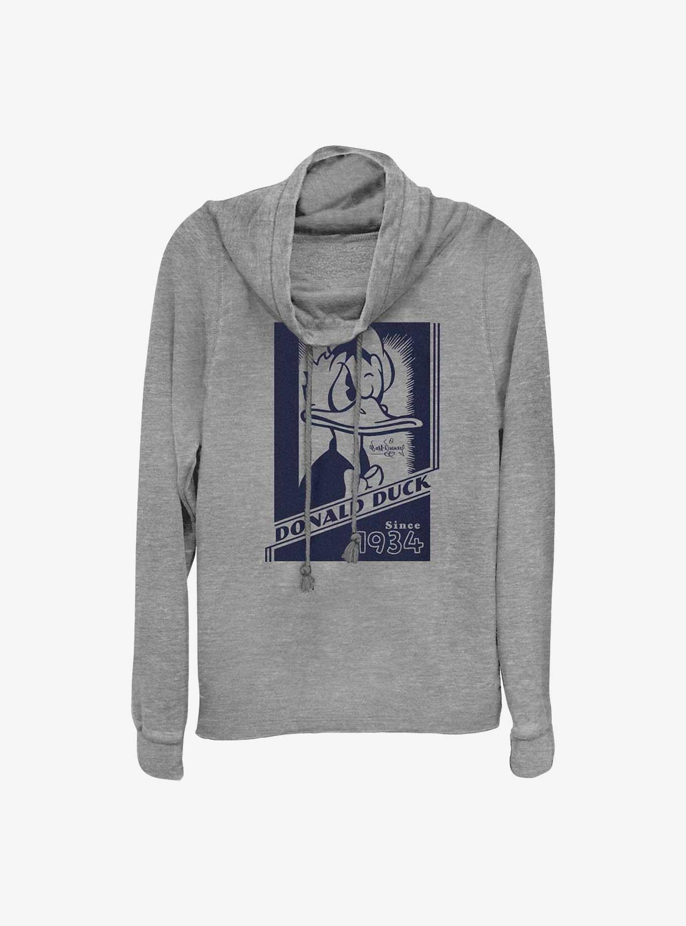 Disney100 Angry Donald Duck Poster Cowl Neck Long-Sleeve Top, , hi-res