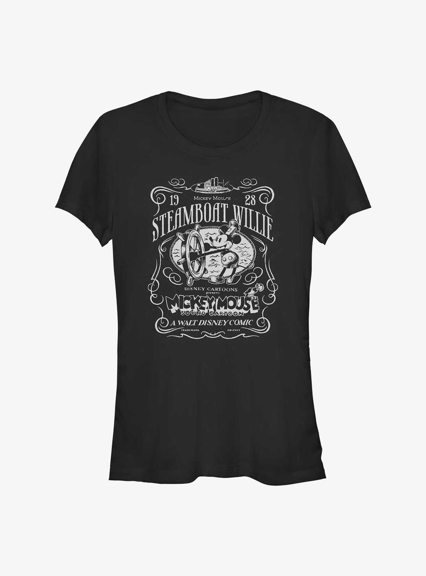Disney100 Steamboat Willie Girls T-Shirt, BLACK, hi-res