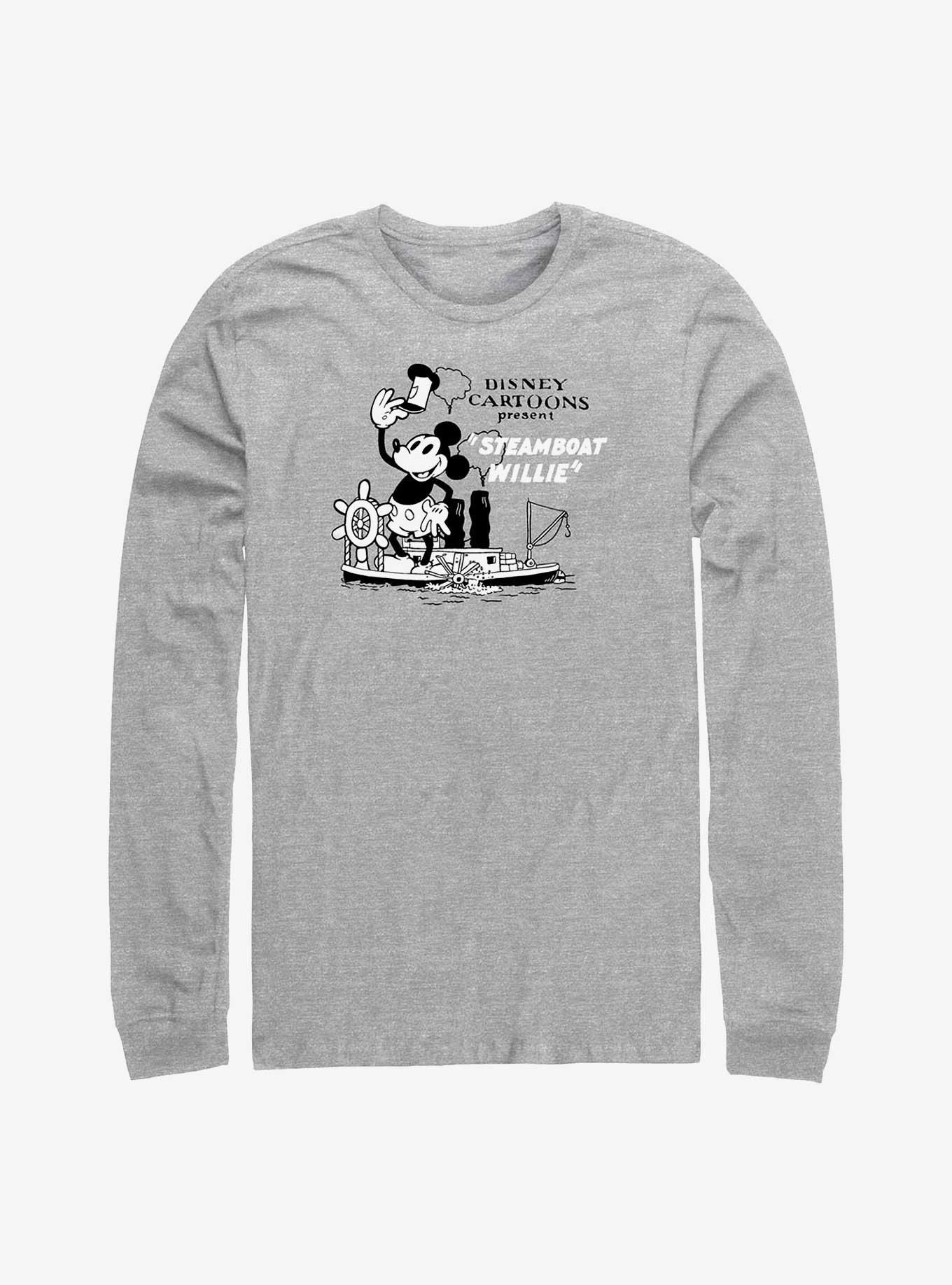 Disney100 Steamboat Willie Cartoon Long-Sleeve T-Shirt, ATH HTR, hi-res