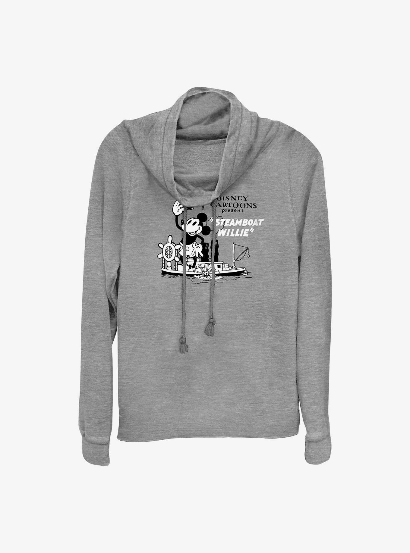 Disney100 Steamboat Willie Cartoon Cowl Neck Long-Sleeve Top