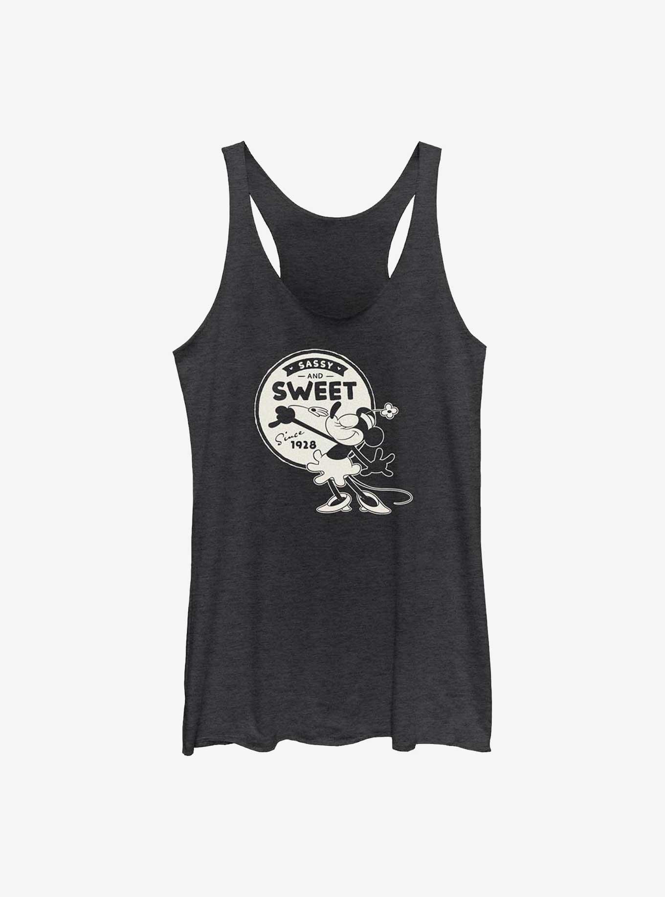 Disney100 Minnie Mouse Sassy and Sweet Girls Tank, BLK HTR, hi-res