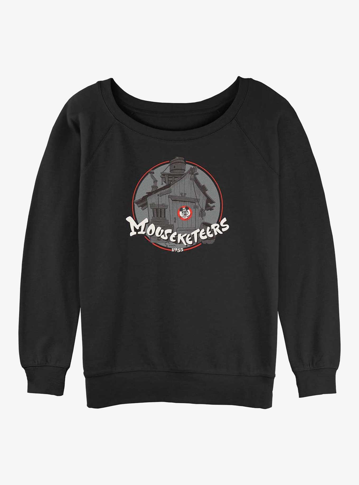 Disney 100 Mouseketeers Badge Girls Slouchy Sweatshirt, BLACK, hi-res