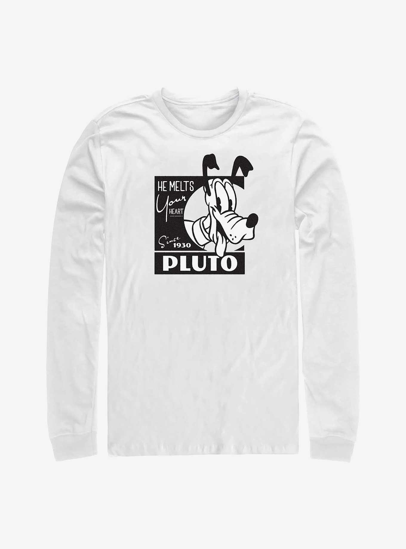 Disney 100 Pluto Melts Your Heart Long-Sleeve T-Shirt, WHITE, hi-res