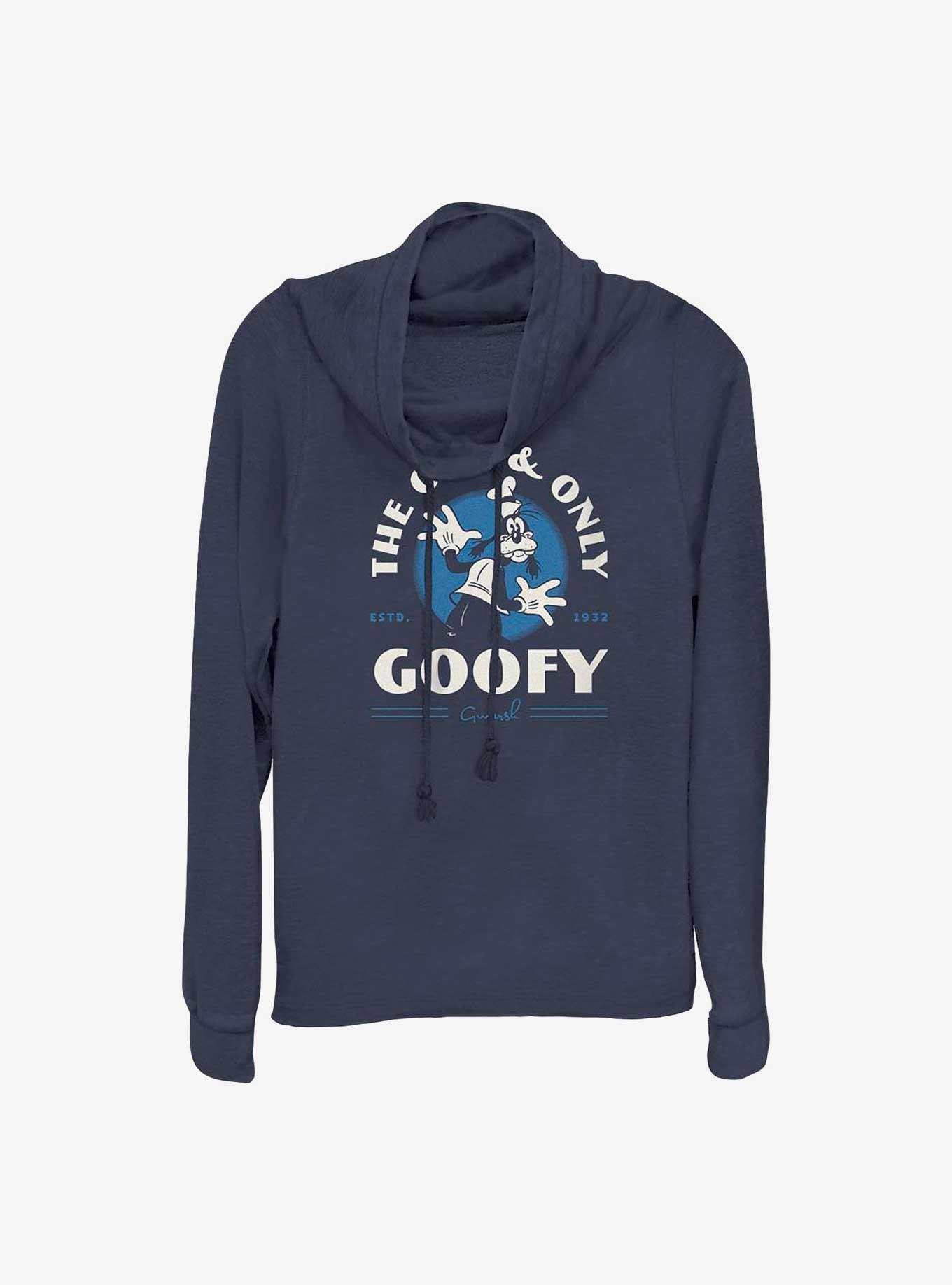 Disney 100 The One & Only Goofy Cowl Neck Long-Sleeve Top, NAVY, hi-res