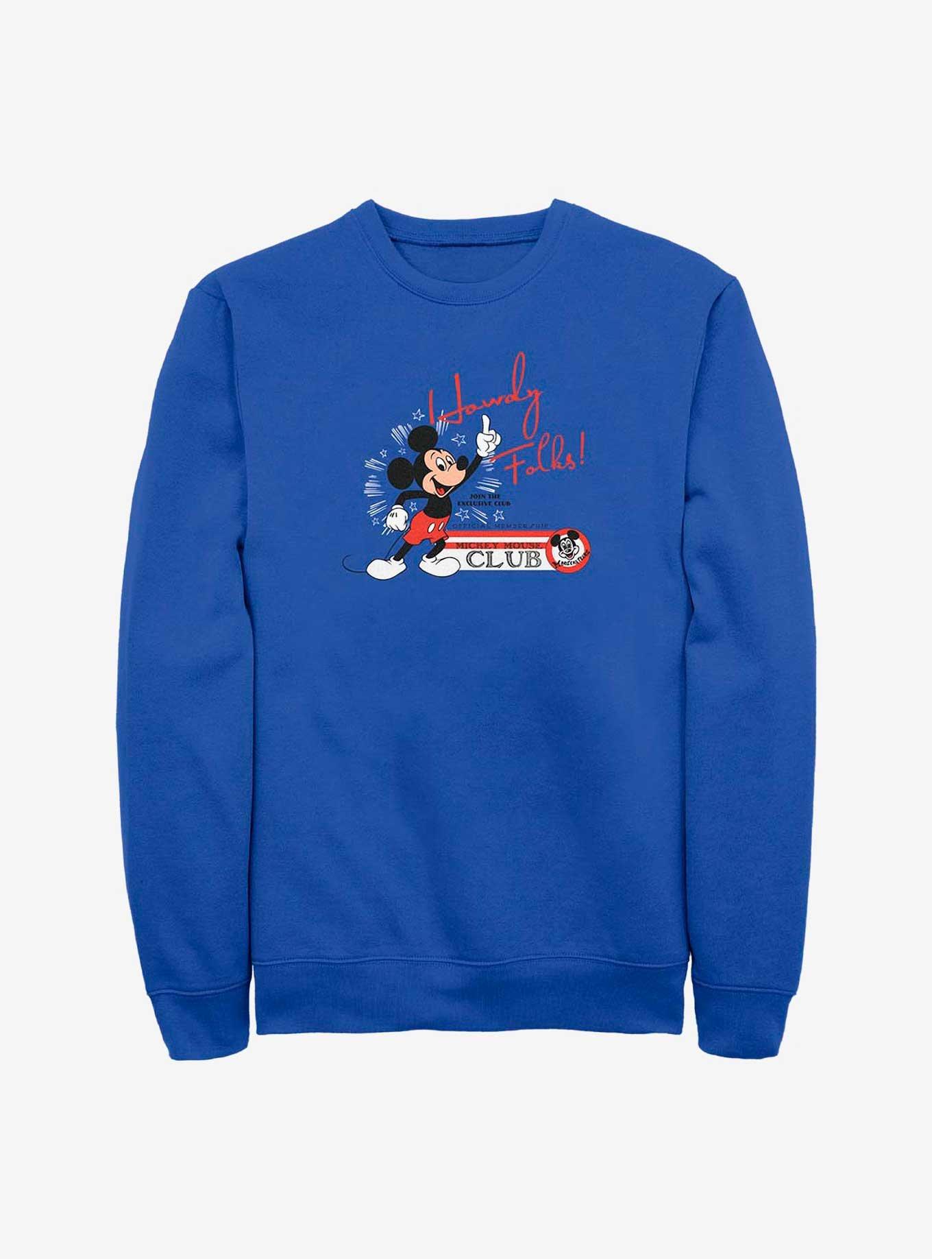 Disney 100 Mickey Mouse Howdy Folks Sweatshirt, ROYAL, hi-res