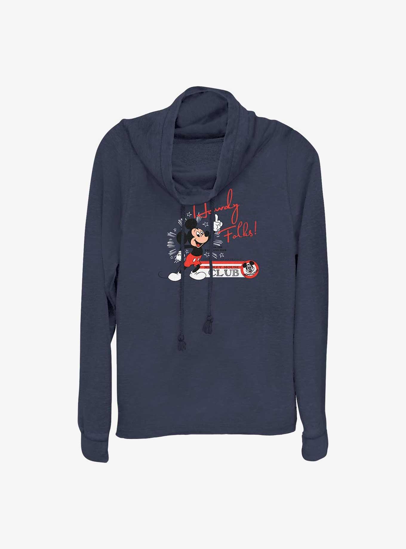 Disney 100 Mickey Mouse Howdy Folks Cowl Neck Long-Sleeve Top, , hi-res