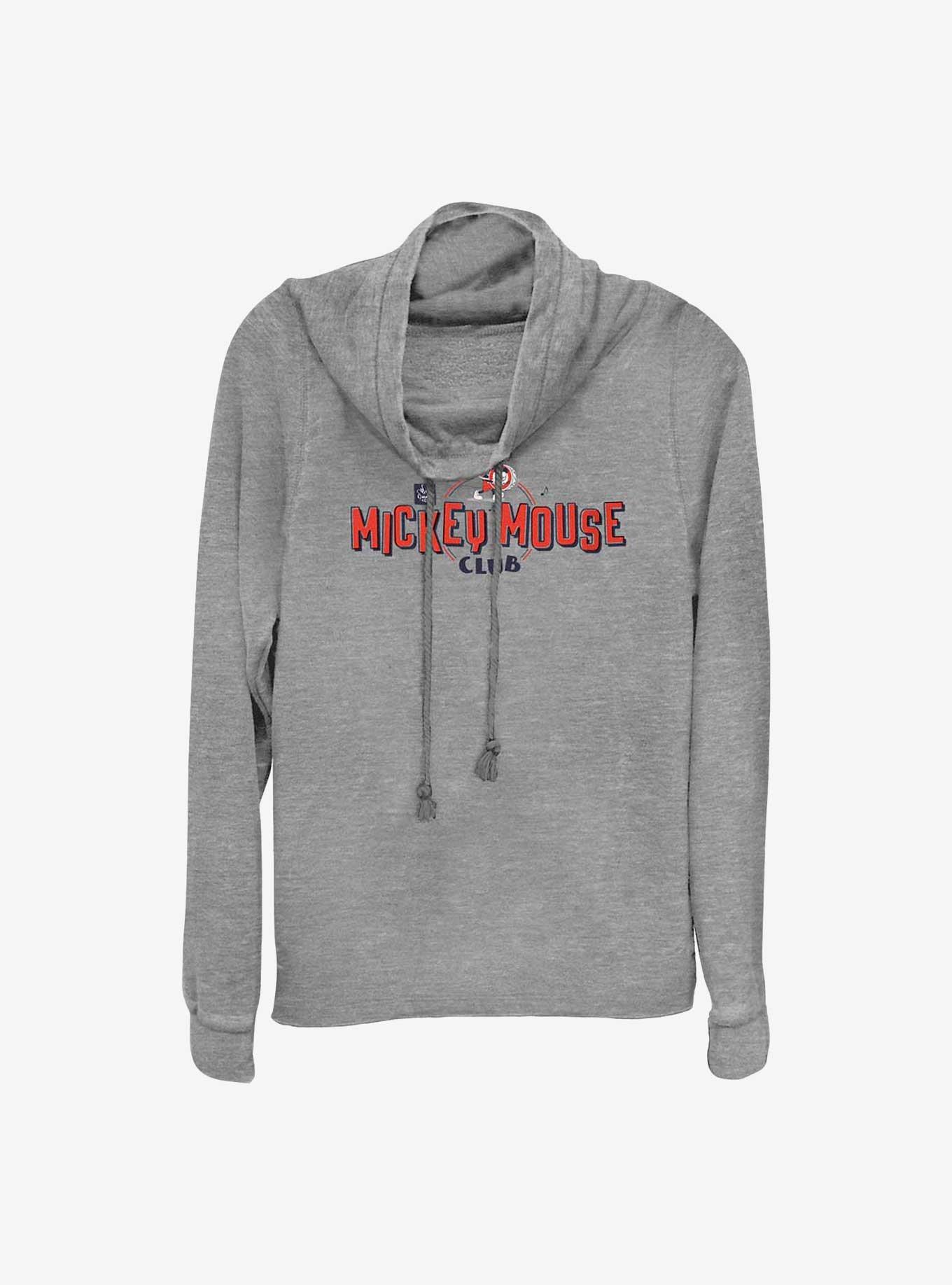 Disney 100 Mickey Mouse Club Logo Cowl Neck Long-Sleeve Top, , hi-res