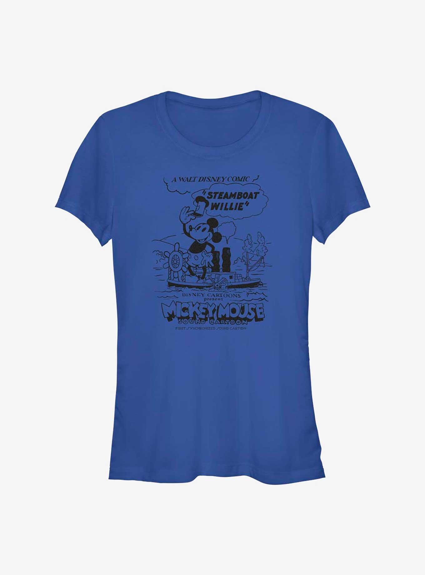 Disney 100 Steamboat Willie On Deck Girls T-Shirt, ROYAL, hi-res