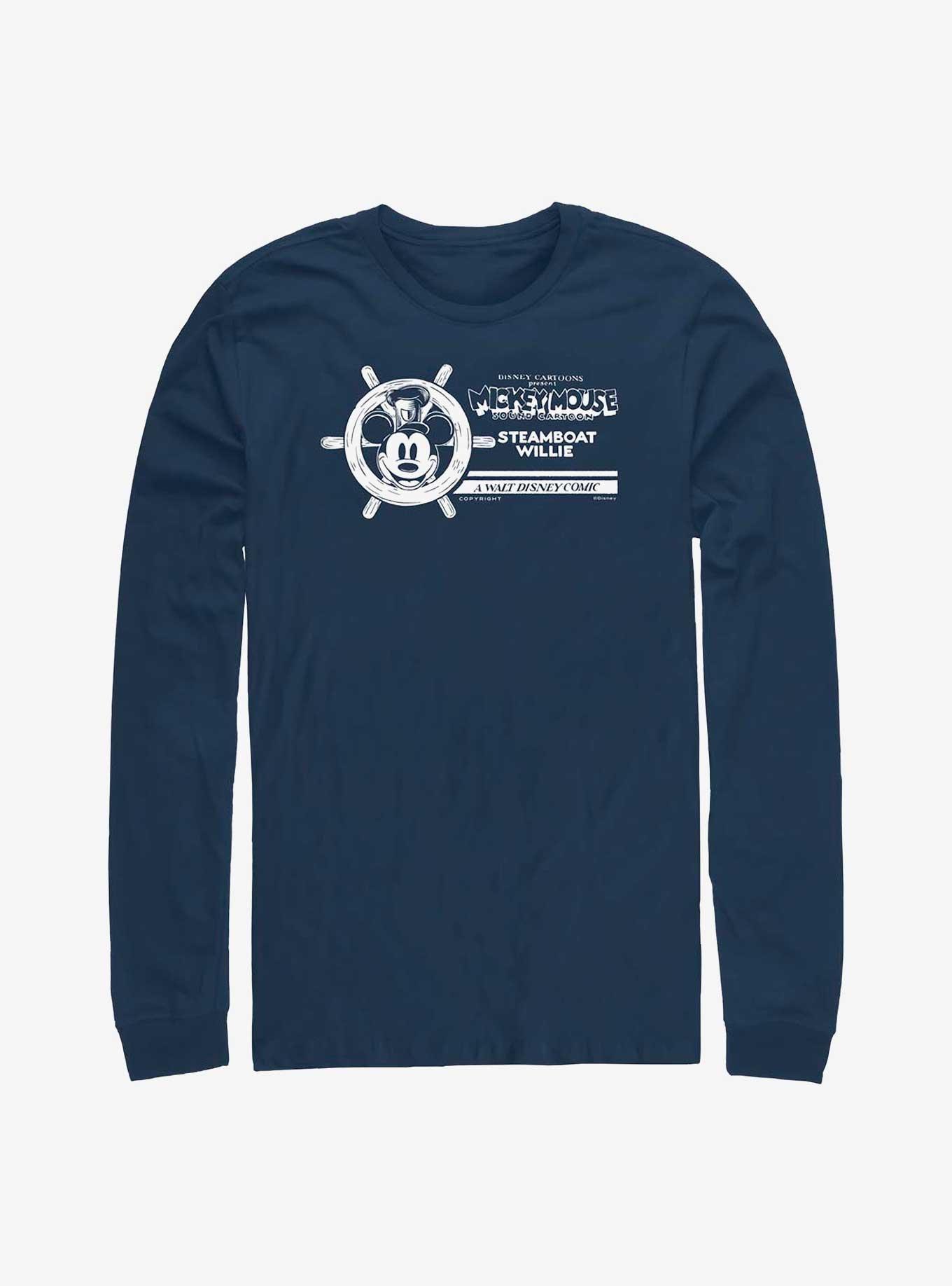 Disney 100 Steamboat Willie Captain Long-Sleeve T-Shirt, NAVY, hi-res