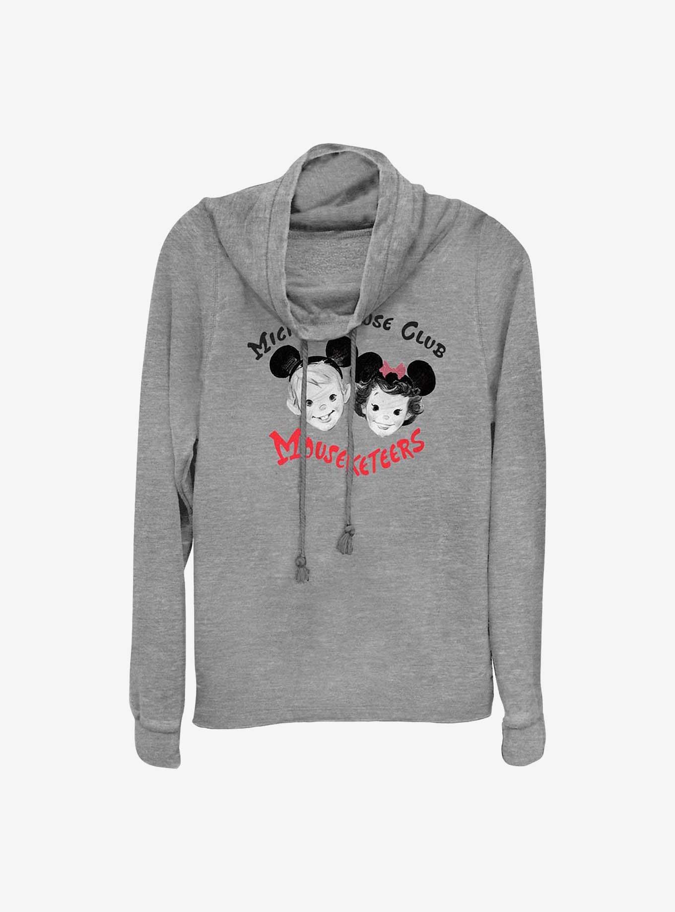 Disney 100 Mouseketeers Club Cowl Neck Long-Sleeve Top, GRAY HTR, hi-res