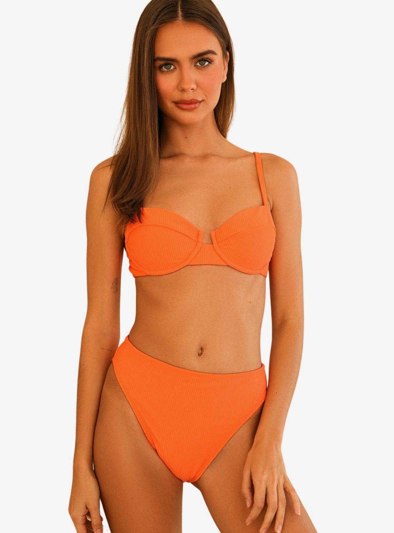 Dippin' Daisy's Seashore Swim Bottom Ginger Orange Ribbed, GINGER, hi-res