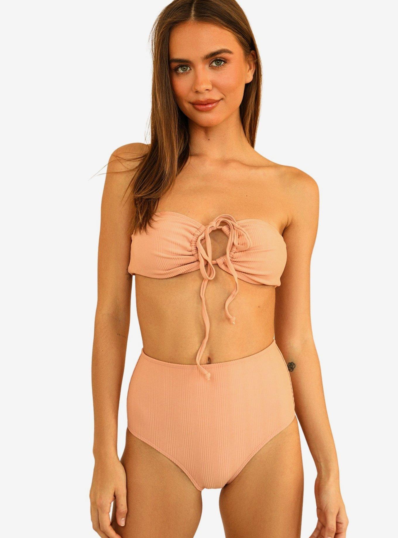 Dippin' Daisy's Amalfi Swim Top Peach Ribbed, , hi-res