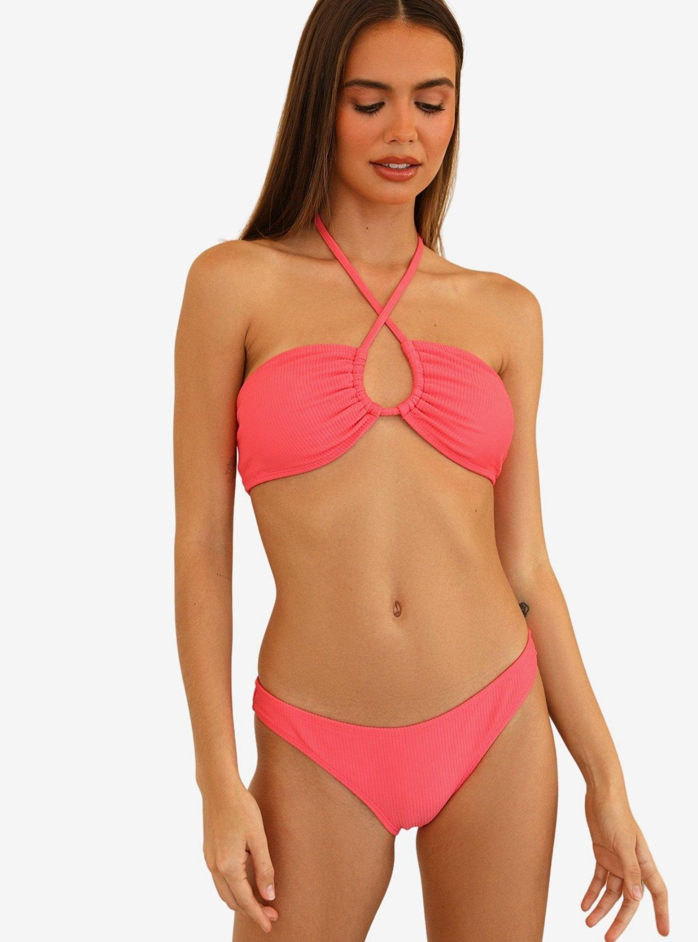 Dippin' Daisy's Amalfi Swim Top Calypso Coral Pink Ribbed, , hi-res